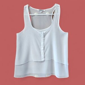 Tramp White Layered Button Front Camisole Top Size Small